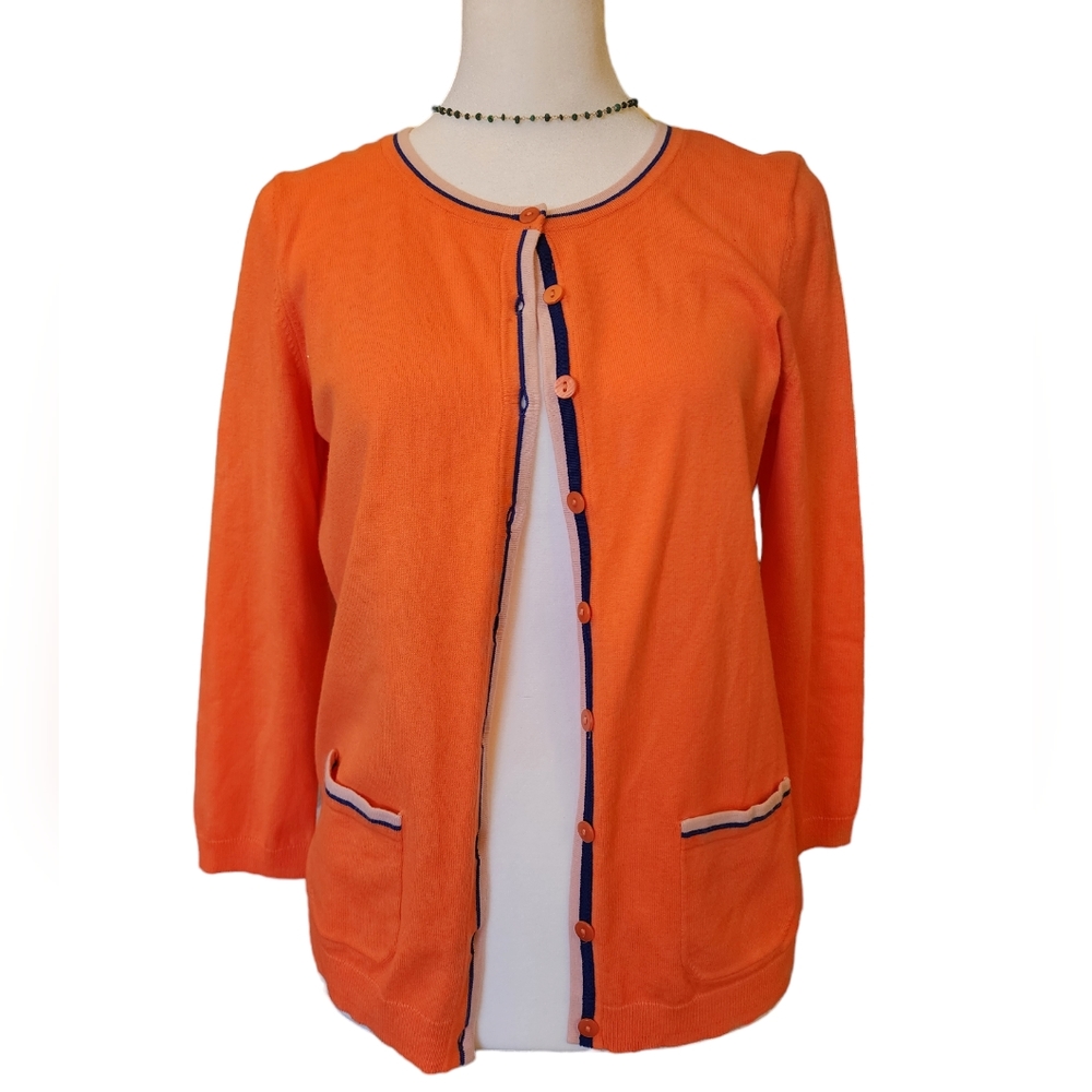Talbots Orange Pima Cotton Cardigan